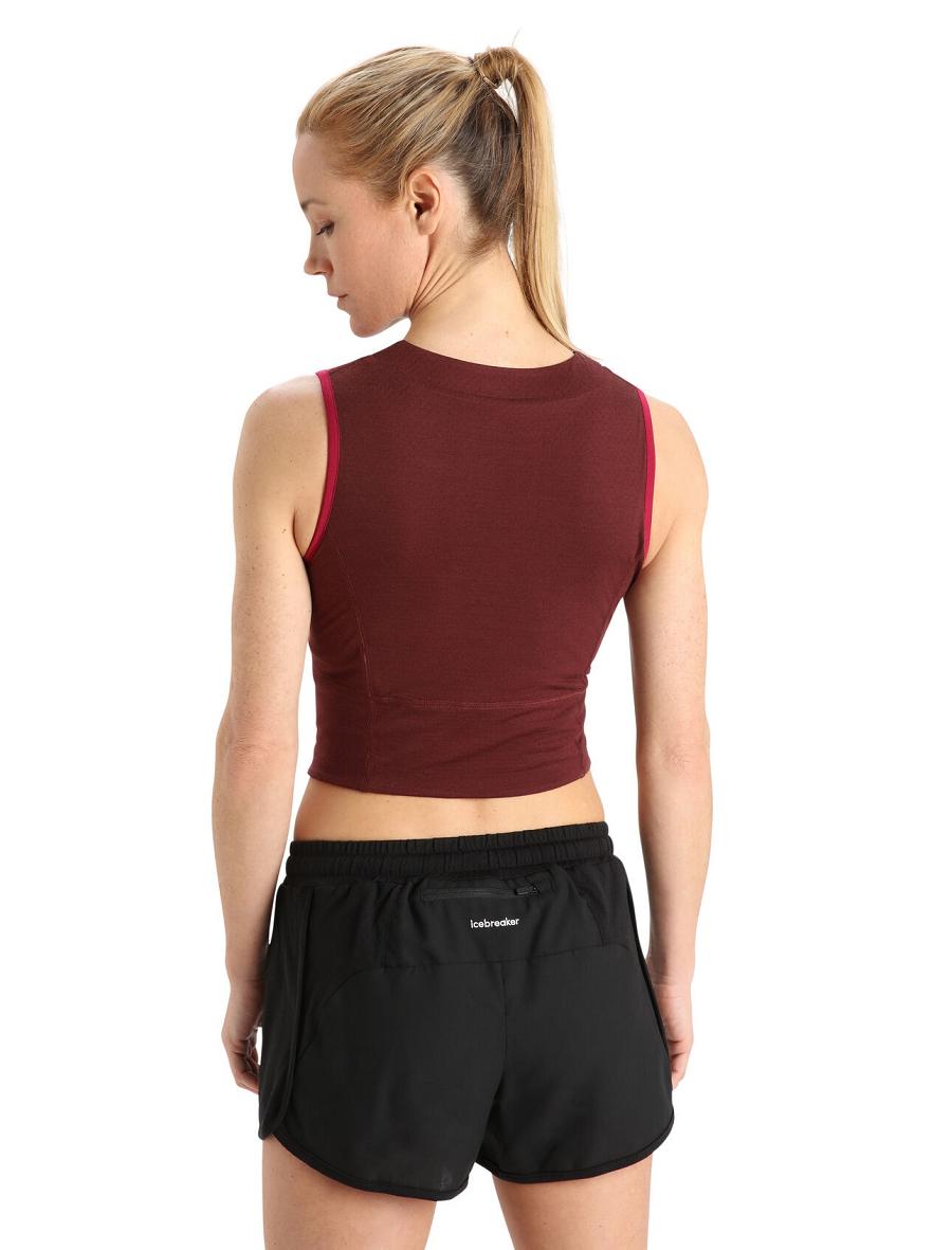 Women's Icebreaker ZoneKnit™ Merino Cropped Bra-Tank T Shirts Cherry / Espresso | CA 1374ZUTG